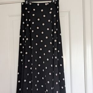 Polka Dot Maxi Skirt w/ Paper Bag Waist and Slit